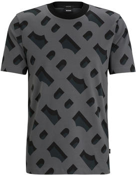 Hugo Boss T-Shirt aus merzerisierter Stretch-Baumwolle mit Jacquard-Monogrammen (50504100) grau