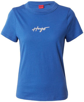 Hugo T-Shirt aus Baumwoll-Jersey mit handgeschriebenem Logo in Metallic-Optik (50508289) blau