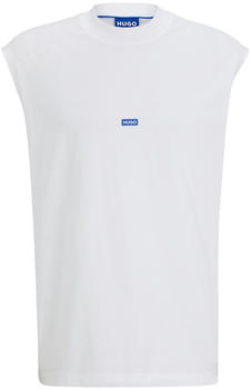 Hugo &Auml;rmelloses T-Shirt aus Baumwoll-Jersey mit blauem Logo-Etikett (50509773) wei&szlig;