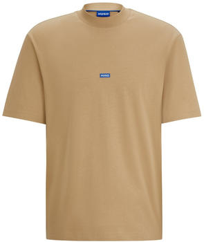 Hugo T-Shirt aus Baumwoll-Jersey mit blauem Logo-Patch (50509991) beige