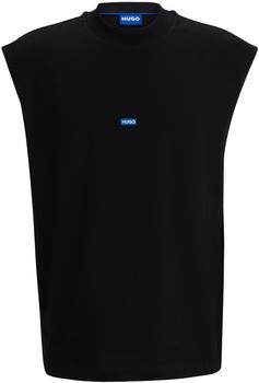Hugo &Auml;rmelloses T-Shirt aus Baumwoll-Jersey mit blauem Logo-Etikett (50509773) schwarz