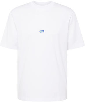 Hugo T-Shirt aus Baumwoll-Jersey mit blauem Logo-Patch (50509991) wei&szlig;