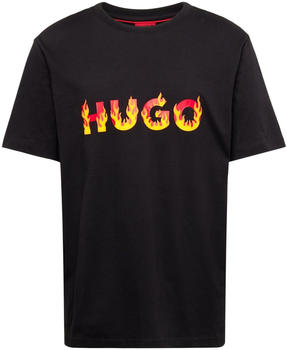 Hugo T-Shirt aus Baumwoll-Jersey mit gepufftem Flammen-Logo (50504542) schwarz
