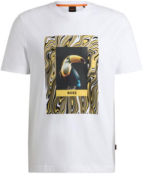 Hugo Boss Regular-Fit T-Shirt aus Baumwoll-Jersey mit Artwork der Saison (50516012) weiß