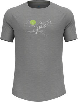 Odlo Ascent Performance Wool 130 T-Shirt mit Landschaftsprint grey melange