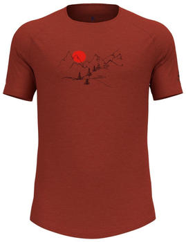 Odlo Ascent Performance Wool 130 T-Shirt mit Landschaftsprint ketchup melange