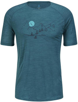 Odlo Ascent Performance Wool 130 T-Shirt mit Landschaftsprint saxony blue melange