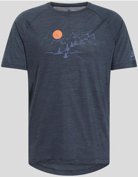 Odlo Ascent Performance Wool 130 T-Shirt mit Landschaftsprint india ink melange