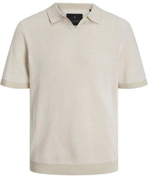 Jack & Jones Bani Knit Split Short Sleeve Polo beige (12252231-SnowWhite/DetailTwistedWMoonbeam)