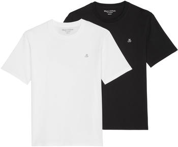 Marc O'Polo 2-Pack T-Shirts Regular aus reiner Bio-Baumwolle (421205809102-A00) black/white