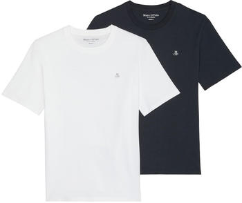 Marc O'Polo 2-Pack T-Shirts Regular aus reiner Bio-Baumwolle (421205809102-B00) navy white