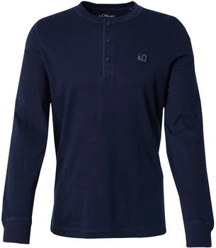 S.Oliver Langarmshirt mit Henley-Ausschnitt und Garment Dye (2157196) blau 5978