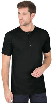 Trigema T-Shirt Knopfleiste DELUXE Baumwolle schwarz
