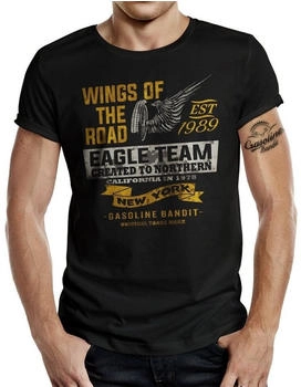 Gasoline Bandit Racer Biker T-Shirt Wings of The Road