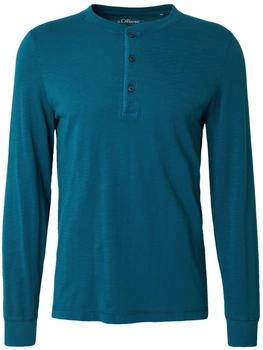 S.Oliver Langarmshirt mit Henley-Ausschnitt und Garment Dye (2157196) blau