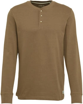 S.Oliver Langarmshirt mit Henleyausschnitt und Ärmel-Bündchen (2161839) braun