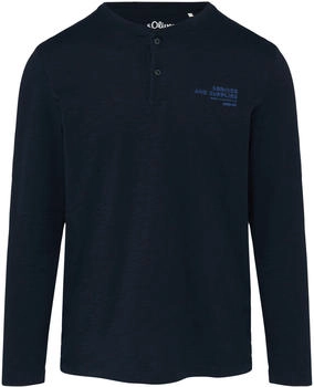 S.Oliver Henley-Shirt mit Flammgarnstruktur und Stickerei (2156929) navy