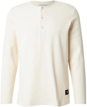 S.Oliver Geripptes Langarmshirt mit Henley-Ausschnitt (2156482) beige