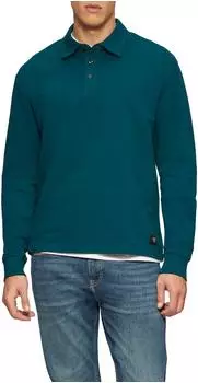 S.Oliver Langarm-Poloshirt Relaxed Fit blau schwarz 2156489 6767