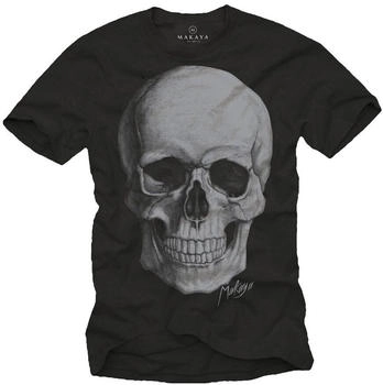 MAKAYA Biker T-Shirt Skull Totenkopf schwarz