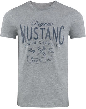 MUSTANG Basic Print Tee mid grey melange 1001139-4140 856474