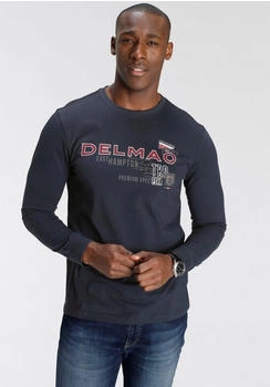 Delmao Langarmshirt schmale Passform bedruckt blau dunkelblau