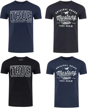 MUSTANG T-Shirt Print Rundhals blau schwarz grau weiß grün