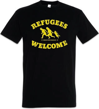 Urban Backwoods Refugees Welcome Herren T-Shirt schwarz