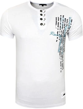 Rusty Neal T-Shirt Knopfleiste weiß