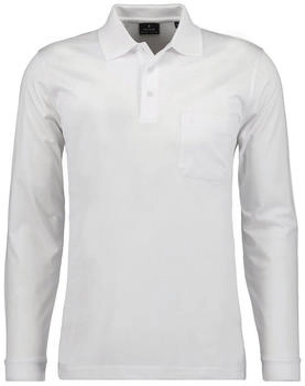 Ragman Poloshirt Soft Knit Polo Knopf Langarm weiß