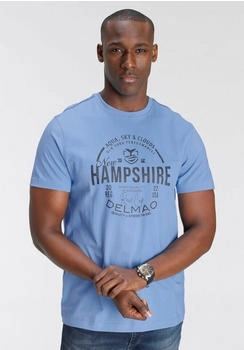 Delmao T-Shirt Kurzarm l&auml;ssige Passform peppiger Print baumwolle blau hellblau