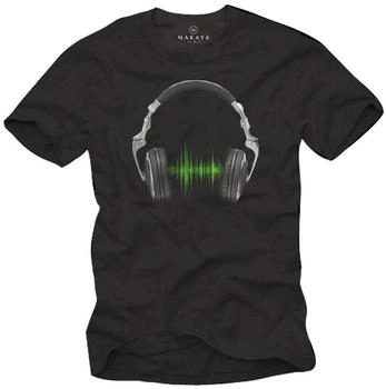 MAKAYA Musik T-Shirt Kopfhörer Electro House schwarz