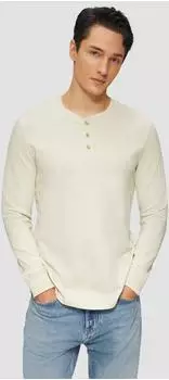 S.Oliver Langarmshirt mit Henleyausschnitt und Ärmel-Bündchen (2161839) creme