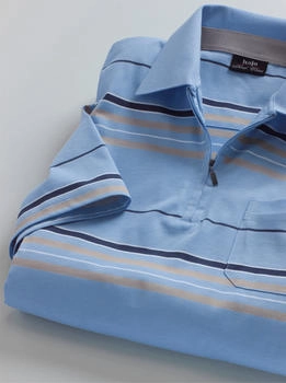 Hajo Poloshirt 'Poloshirt' hellblau blau gemustert gestreift 653729-48