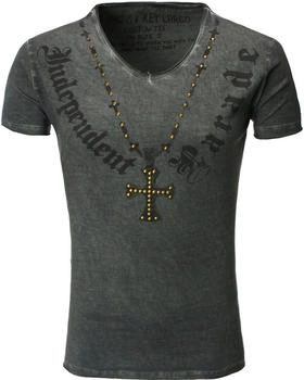 Key Largo T-Shirt T Independent V-Neck Kreuz Nieten Print anthrazit