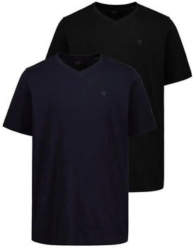 JP 1880 T-Shirt Basic 2er-Pack V-Ausschnitt schwarz