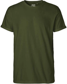 Neutral Bio-Herren-T-Shirt Roll-Up-Ärmeln military