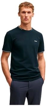 Hugo Boss T-Shirt aus Stretch-Baumwolle mit Streifen und Logo - Style Taul 50521245 Dunkelblau