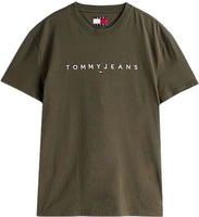Tommy Jeans T-Shirt Linear Logo DM0DM20744 Gr&uuml;n Regular Fit Male