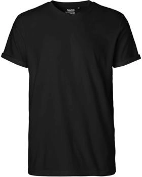 Neutral Bio-Herren-T-Shirt Roll-Up-Ärmeln schwarz