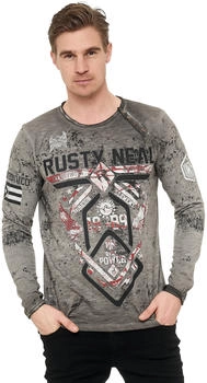Rusty Neal Langarmshirt hochwertigem Print anthrazit