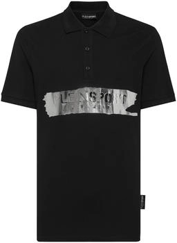Plein Sport Poloshirt 'Silver Brush' schwarz silber