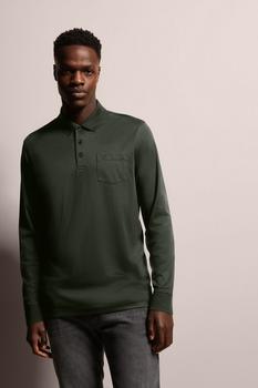 Bugatti Langarm-Poloshirt feiner Strukturoptik grün oliv