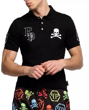 Philipp Plein Poloshirt SS Multi Skull Logo schwarz