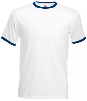 Fruit of the Loom T-Shirt weiß marineblau