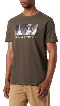 Armani Exchange The Urban Expedition Laser Cut Satin Logo T-Shirt schwarz oliv