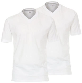 CASAMODA T-Shirt V-Ausschnitt reine Baumwolle Doppelpack weiß