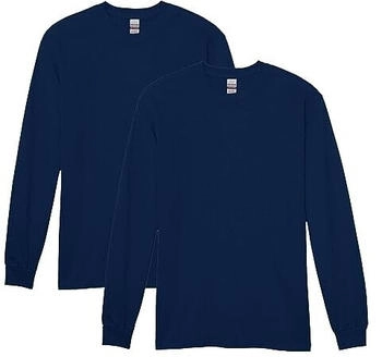 Gildan Langärmeliges T-Shirt schwere Baumwolle navy 2er-Pack