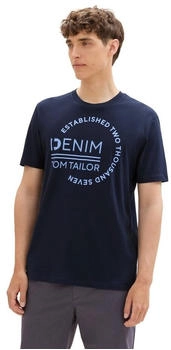 Tom Tailor Denim Basic T-Shirt Logo-Print dark blue