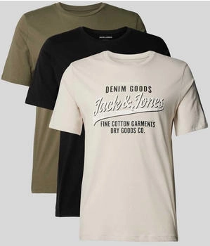 Jack & Jones T-Shirt 'ETHAN' 3er-Pack oliv